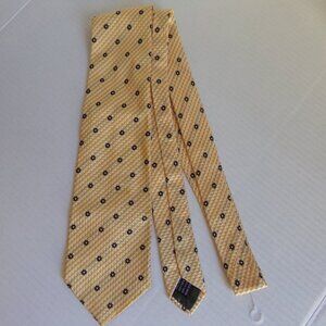 Neck Tie Lario 100% Silk Italy Yellow Summer Spring Fall Hand Made